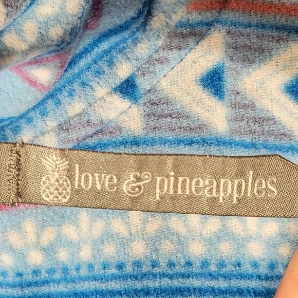 Love and Pineapples Quarter Zip Fleece Jacket Womens Size L Blue - Picture 5 of 5